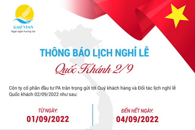 25/08/2022 - Thông Báo Lịch Nghỉ Lễ Quốc Khánh 02/09/2022